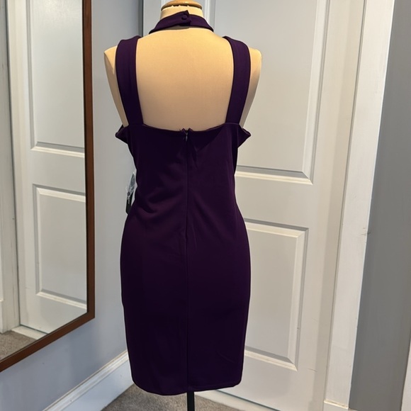 Bebe deep Purple halter neck, knee length dress size extra large XL - Picture 6 of 12
